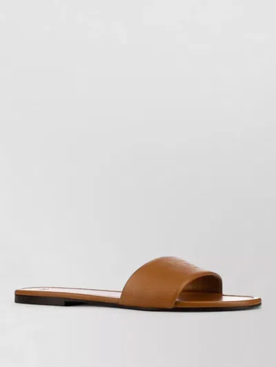 Celine Flat Sole Open Toe Beach Slide Sandal In Brown
