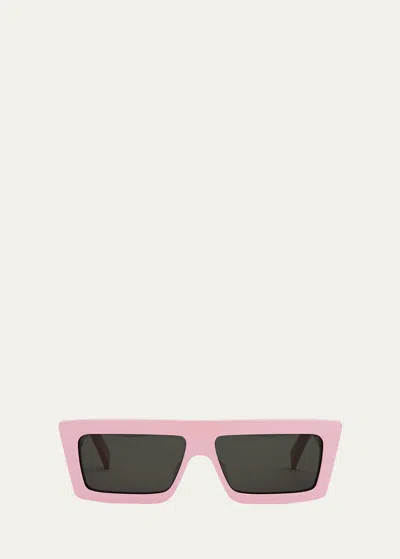 Celine Flat-top Acetate Rectangle Sunglasses In Pink