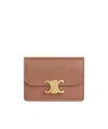 Celine Triomphe Card Bag In Brown