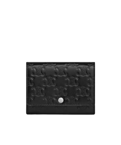 Celine Flip-top Card Holder In Black