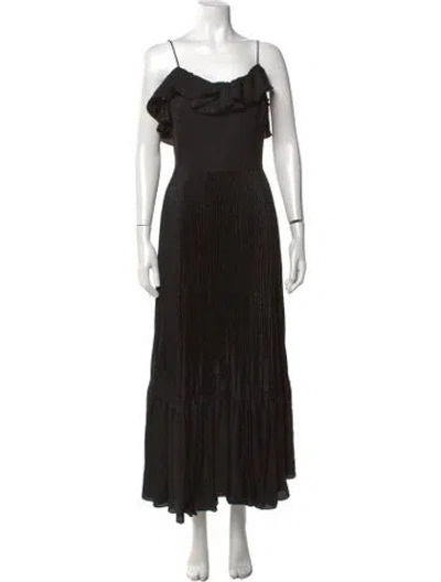 Pre-owned Celine Floral Jacquard Long Dress W/ Tags In Black