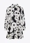 Celine Bow Floral High Neck Long Sleeve Dress