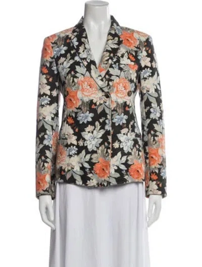 Pre-owned Celine Floral Print Blazer In Black