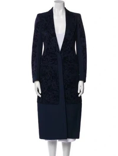 Pre-owned Celine Floral Print Coat In Blue