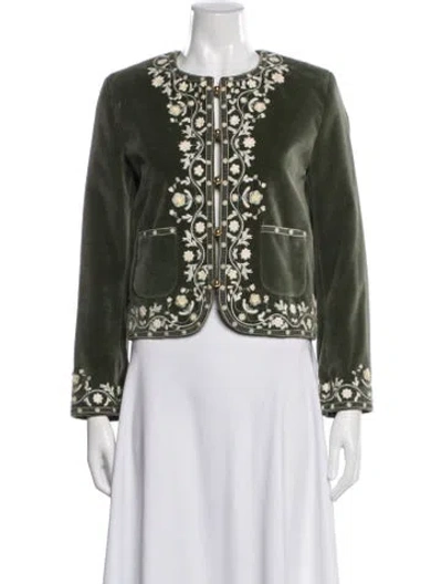 Pre-owned Celine Floral Print Jacket In Green