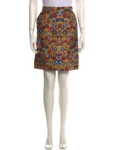 Pre-owned Celine Floral Print Knee-length Skirt In Yellow