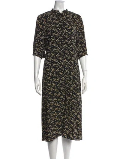 Pre-owned Celine Floral Print Long Dress In Black