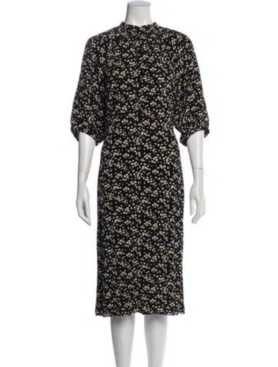 Pre-owned Celine Floral Print Long Dress In Black
