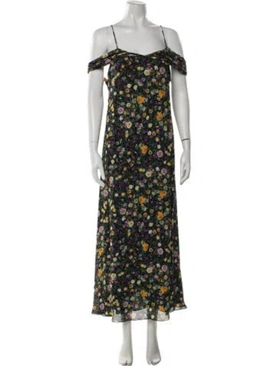 Pre-owned Celine Floral Print Long Dress In Green