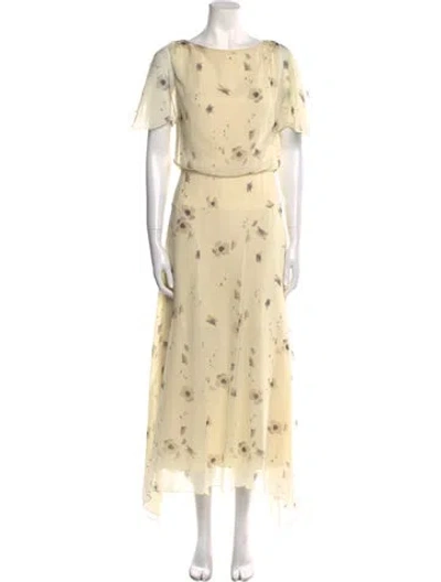 Pre-owned Celine Floral Print Long Dress In Neutral