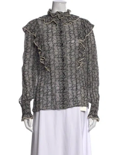 Pre-owned Celine Floral Print Long Sleeve Blouse In Multi