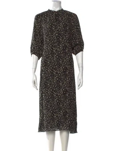 Pre-owned Celine Floral Print Midi Length Dress In Black