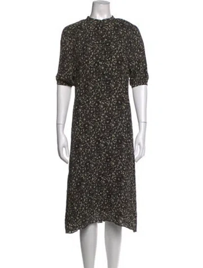 Pre-owned Celine Floral Print Midi Length Dress In Black