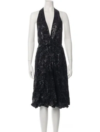 Pre-owned Celine Floral Print Midi Length Dress In Black
