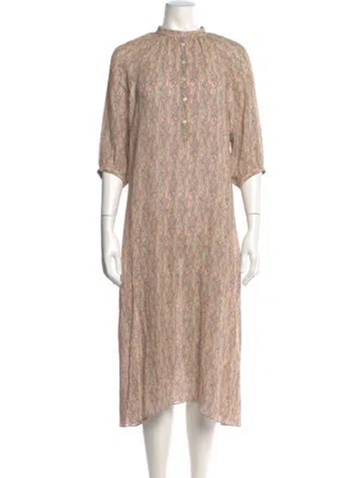 Pre-owned Celine Floral Print Midi Length Dress In Neutral