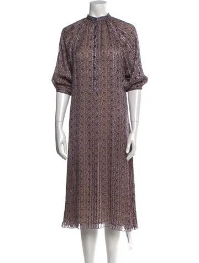 Pre-owned Celine Floral Print Midi Length Dress In Purple