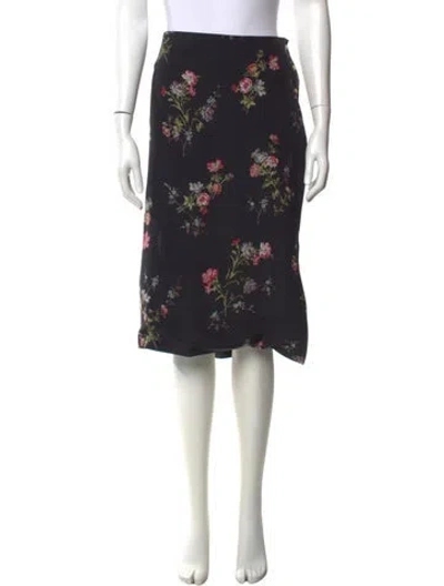 Pre-owned Celine Floral Print Midi Length Skirt In Black