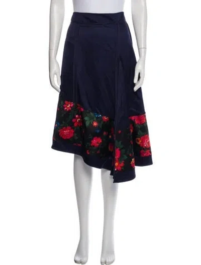 Pre-owned Celine Floral Print Midi Length Skirt In Blue