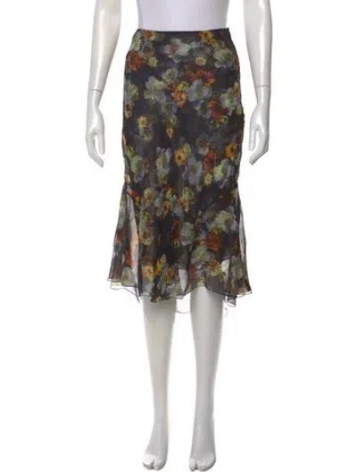 Pre-owned Celine Floral Print Midi Length Skirt In Neutral
