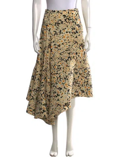 Pre-owned Celine Floral Print Midi Length Skirt In Neutrals