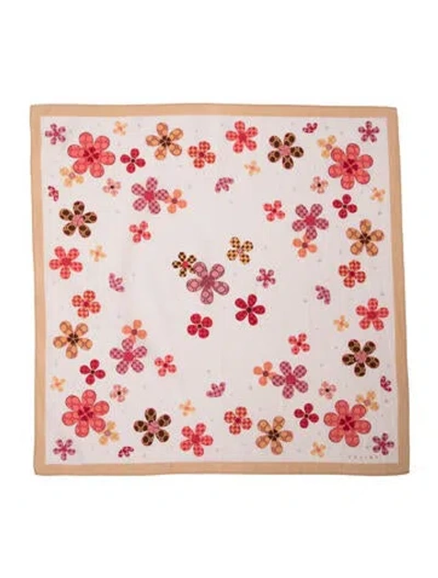 Pre-owned Celine Floral Print Scarf In Neutrals/pink