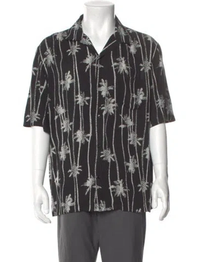 Pre-owned Celine Floral Print Short Sleeve Shirt In Black