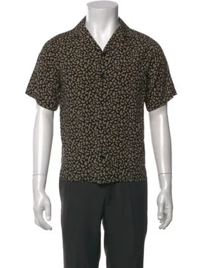 Pre-owned Celine Floral Print Short Sleeve Shirt In Black