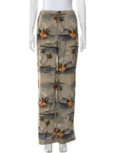 Pre-owned Celine Floral Print Wide Leg Pants In Multi