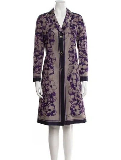 Pre-owned Celine Floral Silk Coat In Purple