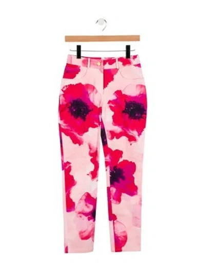 Pre-owned Celine Floral Straight Leg Jeans In Pink