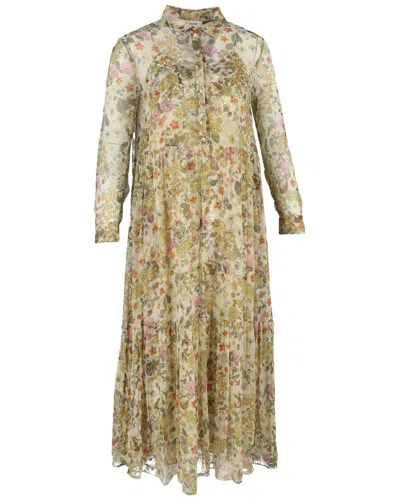 Pre-owned Celine Floral-print Long Sleeve Maxi Dress (authentic Pre-loved) In Multi