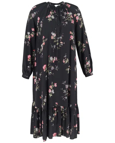 Pre-owned Celine Floral-print Long Sleeve Midi Dress, Size Eu, 36 (authentic Pre-loved)