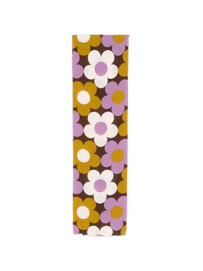 Pre-owned Celine Floral-print Scarf In Brown