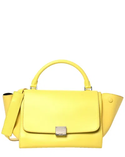 Celine Flou Yellow Calfskin Leather Liege Small Trapeze (authentic Pre-loved)