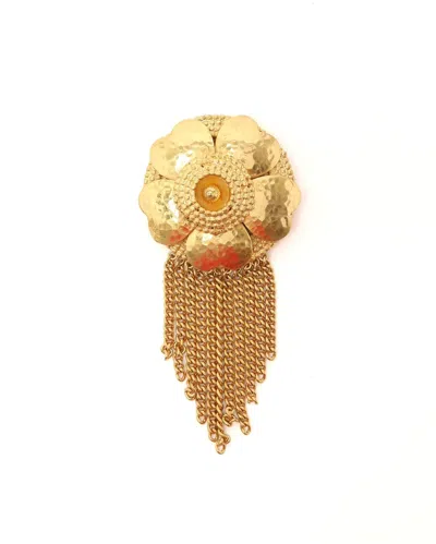 Celine Céline Flower Brooch In Gold