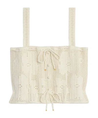 Celine Flower Crocheted Short Sling In Nude