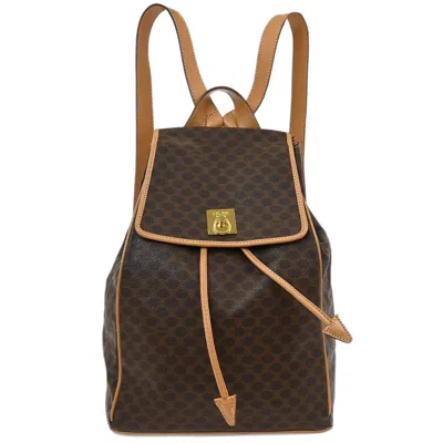 Pre-owned Celine Folco Backpack Triomphe Coated Canvas Brown Pvc Backpack Bag ()