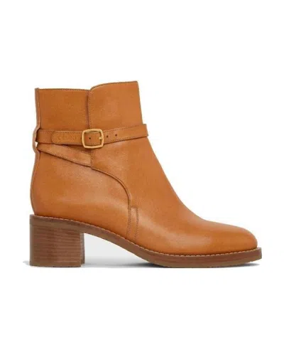 Celine Folco Boot In Calfskin In Tan