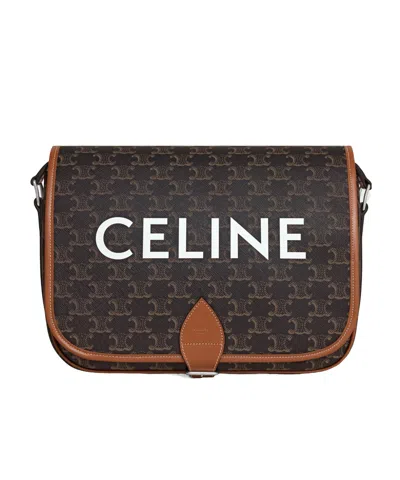 Celine Folco Canvas Mailman Bag In Black