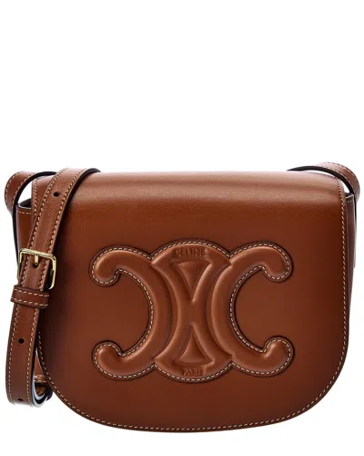 Celine Folco Cuir Triomphe Leather Shoulder Bag In Brown