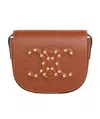 Celine Folco Cuir Triomphe Smooth Cow Leather Nailed Handbag In Brown