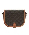 Celine Medium Folco Bag In Triomphe Canvas And Calfskin In Brown