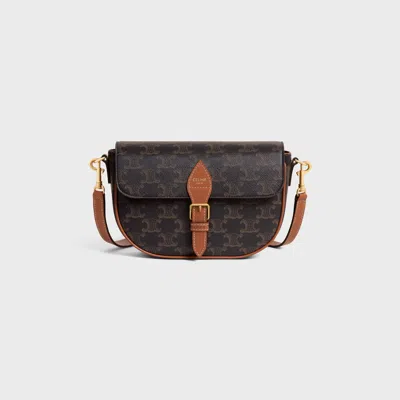 Celine Folco Shoulder Bag In Triomphe Canvas