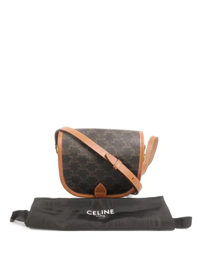Pre-owned Celine Folco Triomphe Canvas Shoulder Bag In Brown