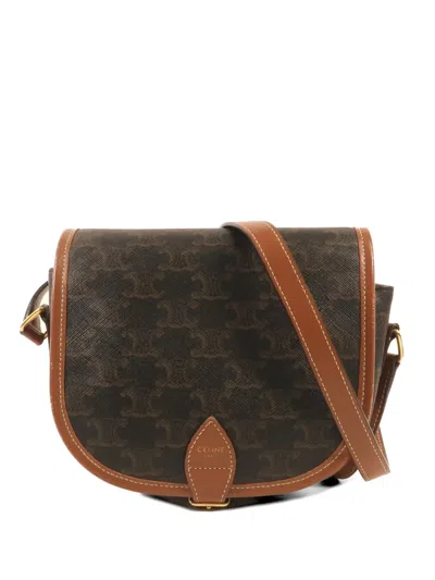 Pre-owned Celine Folco Triomphe Shoulder Bag In Brown