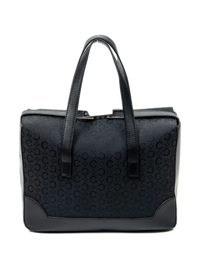 Pre-owned Celine Fold-top Print Leather Tote Bag In Black