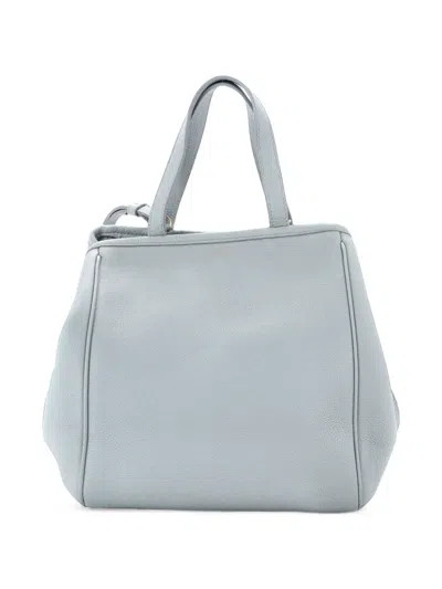 Pre-owned Celine Folded Cabas Leather Small Tote Bag In Blue
