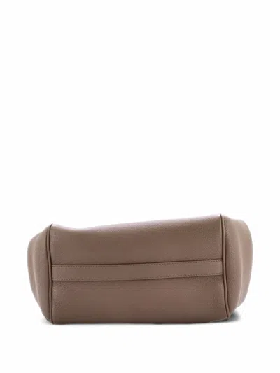 Pre-owned Celine Folded Cabas Leather Small Tote Bag In Grey