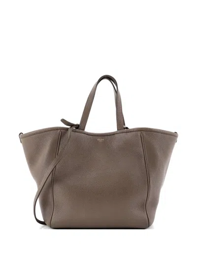 Pre-owned Celine Folded Cabas Leather Small Tote Bag In Neutral