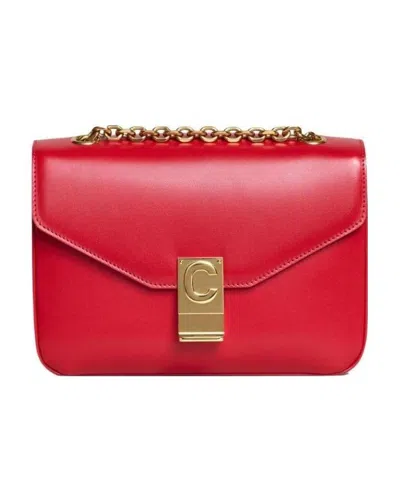 Celine Foldover Top Crossbody Bag In Red